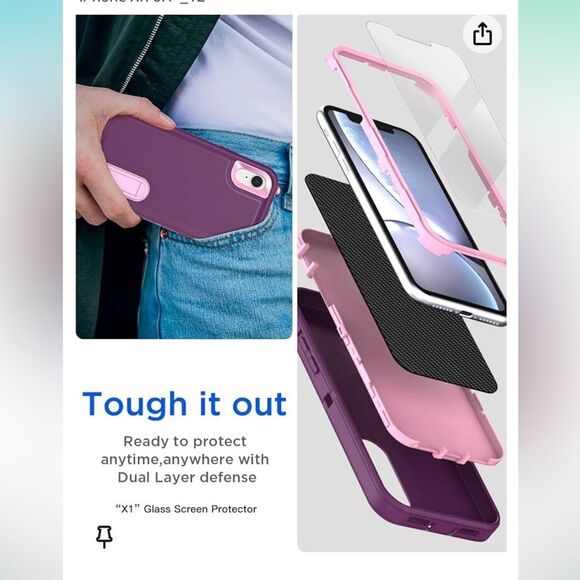 AICASE Tough+ Protection Series Heavy Duty Purple Case For iPhone XR - Picture 4 of 8